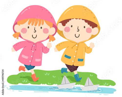 Kids Paper Boat Race Rainco...