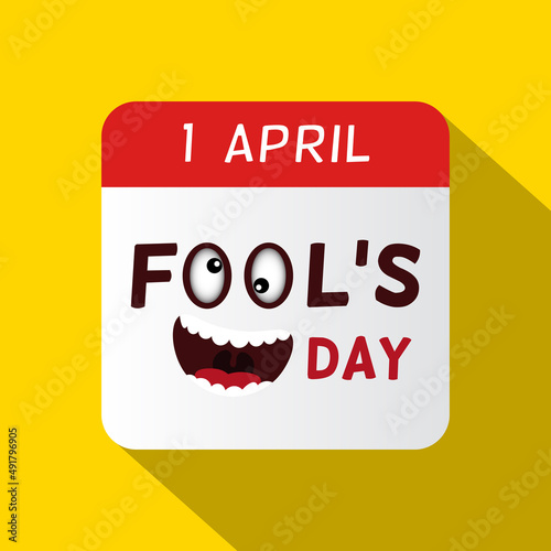 1st first april fools day calendar design, funny smiley face, vector illustartion.