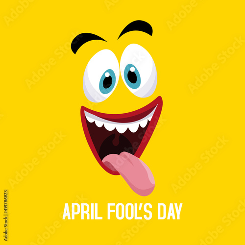 vector of funny smiley face, april fools day event, 1st april illustration.