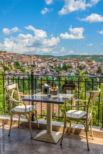 Veliko Tarnovo Bulgaria - view of the city from cafe bar
