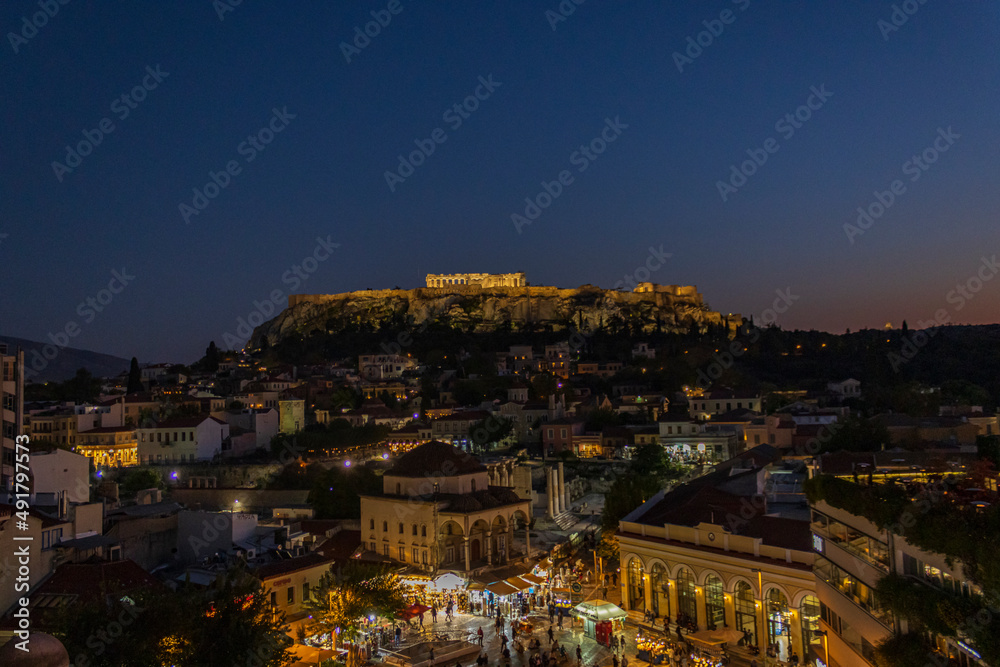 Acropolis night view, athens, greece