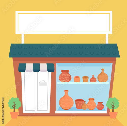 Pottery Pots Shop Illustration