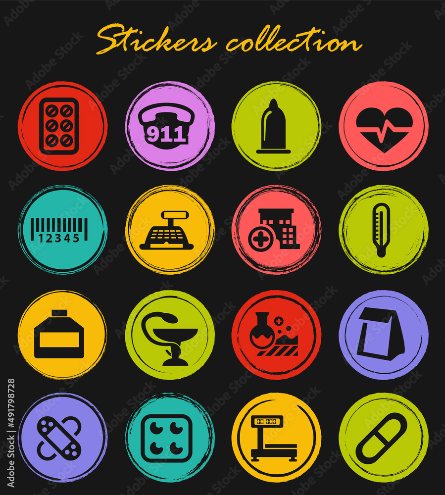 Drug store icons set Drug store icons set