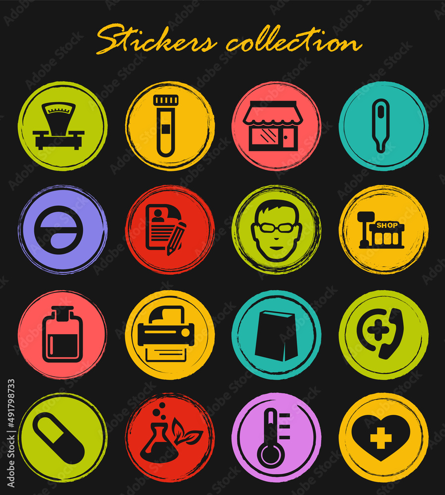 Drug store icons set Drug store icons set