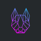 Geometric Dog Head. Abstract polygonal style. Line contour for tattoo  emblem  t-shirt design vector illustration