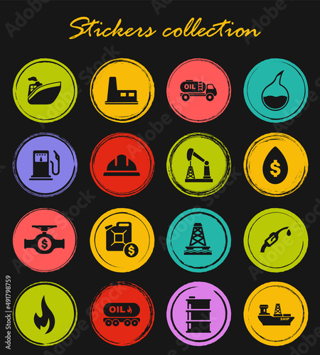 Extraction of oil icons set