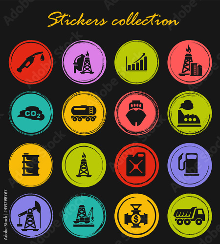 Extraction of oil icons set