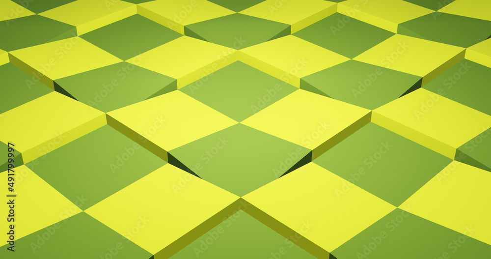 Render with green and yellow cells in isometry Render with green and yellow cells in isometry