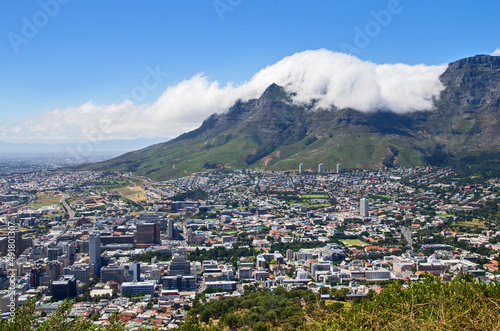View of Cape Town in South Africa and Table mountain in the background.