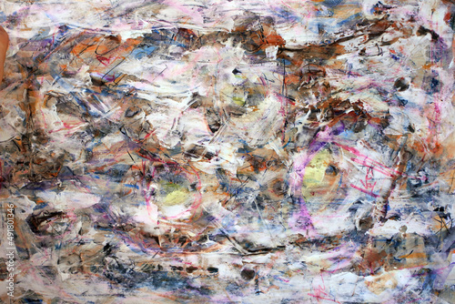 Obraz na plátně White, blue and pink spots on the canvas