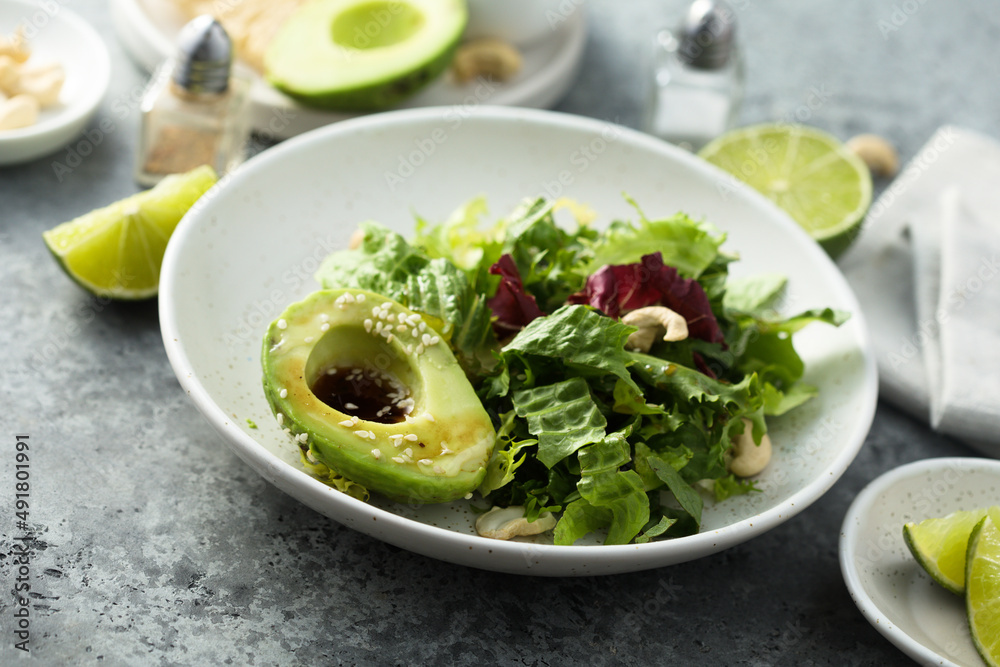 Healthy green salad with avocado Healthy green salad with avocado