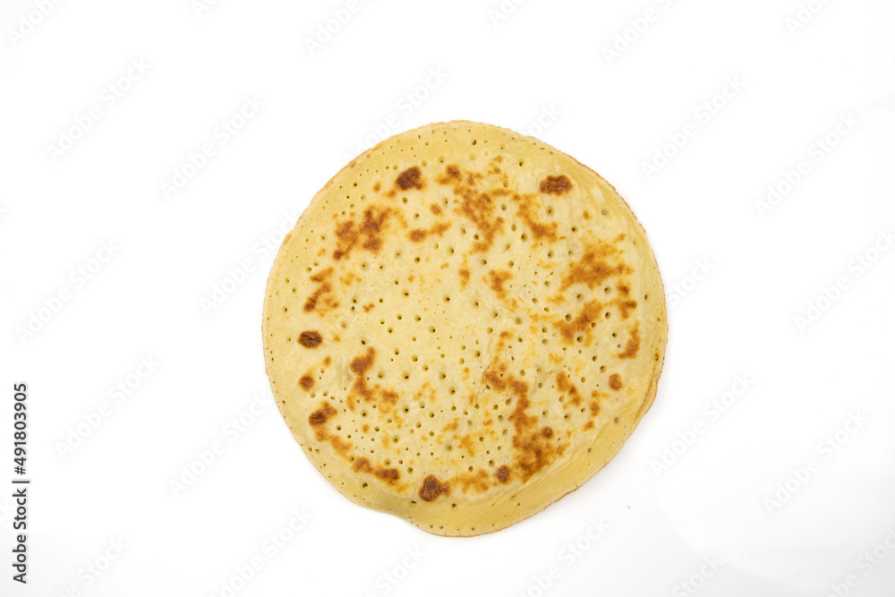 top view of a pancake isolated on a white background top view of a pancake isolated on a white background