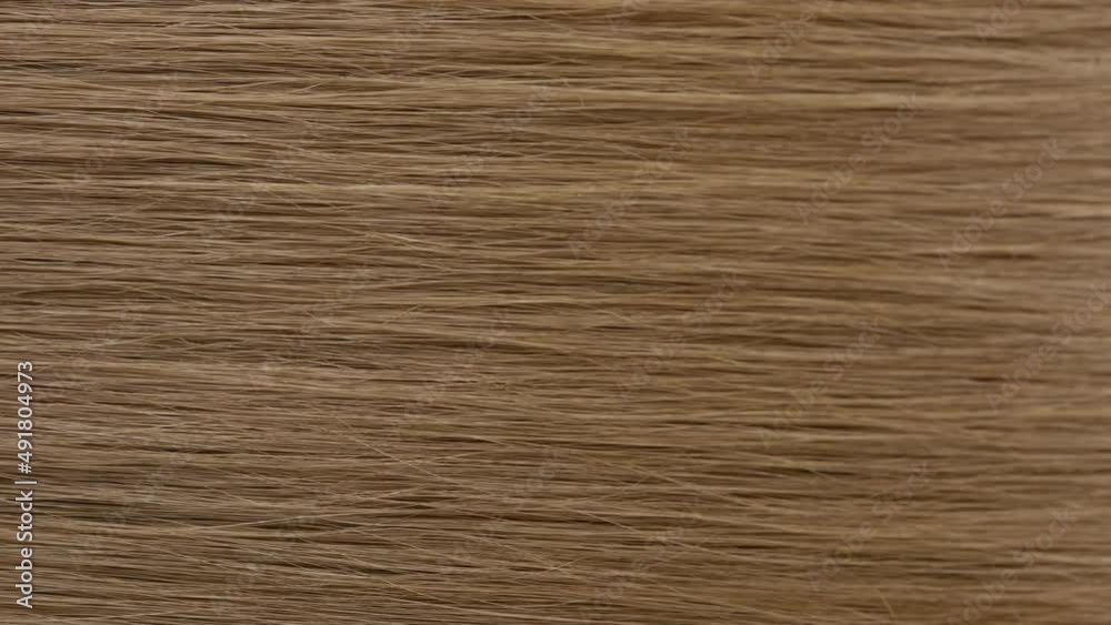 Vertical shot flight reflection passes through straight honey brown hair | Natural hair care concept Vertical shot flight reflection passes through straight honey brown hair | Natural hair care concept