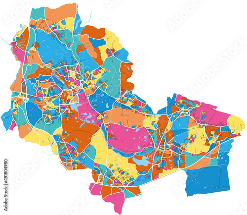 Wigan, England colorful high resolution art map photo