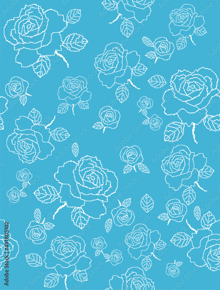 バラ　花柄_Rose floral pattern