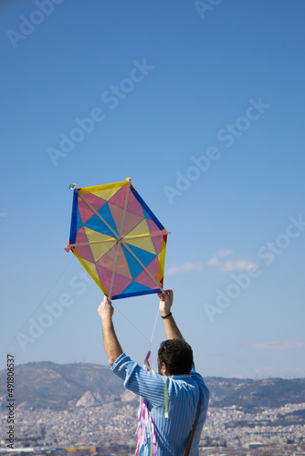 Kite flight in Athens on Clear Monday