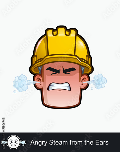 Construction Worker - Expressions - Negative - Angry Steam from the Ears