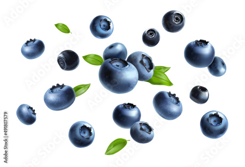Fresh, sweet blueberries mix on white background