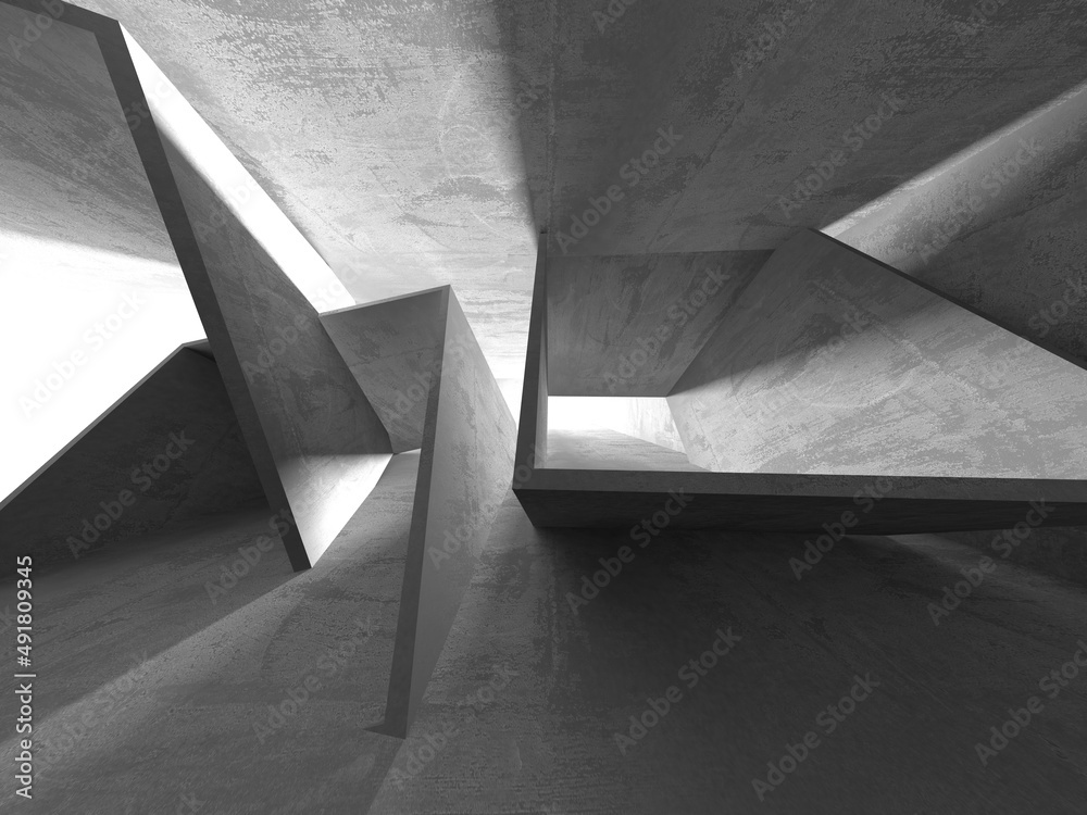Dark Concrete Wall Architecture. Empty Room Dark Concrete Wall Architecture. Empty Room