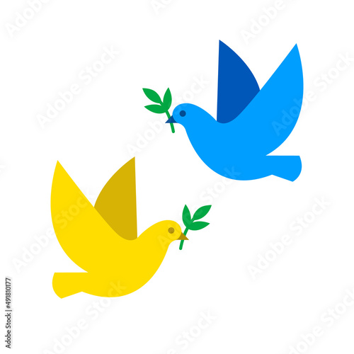Vector creative Ukraine flag poster with blue and yellow doves of peace