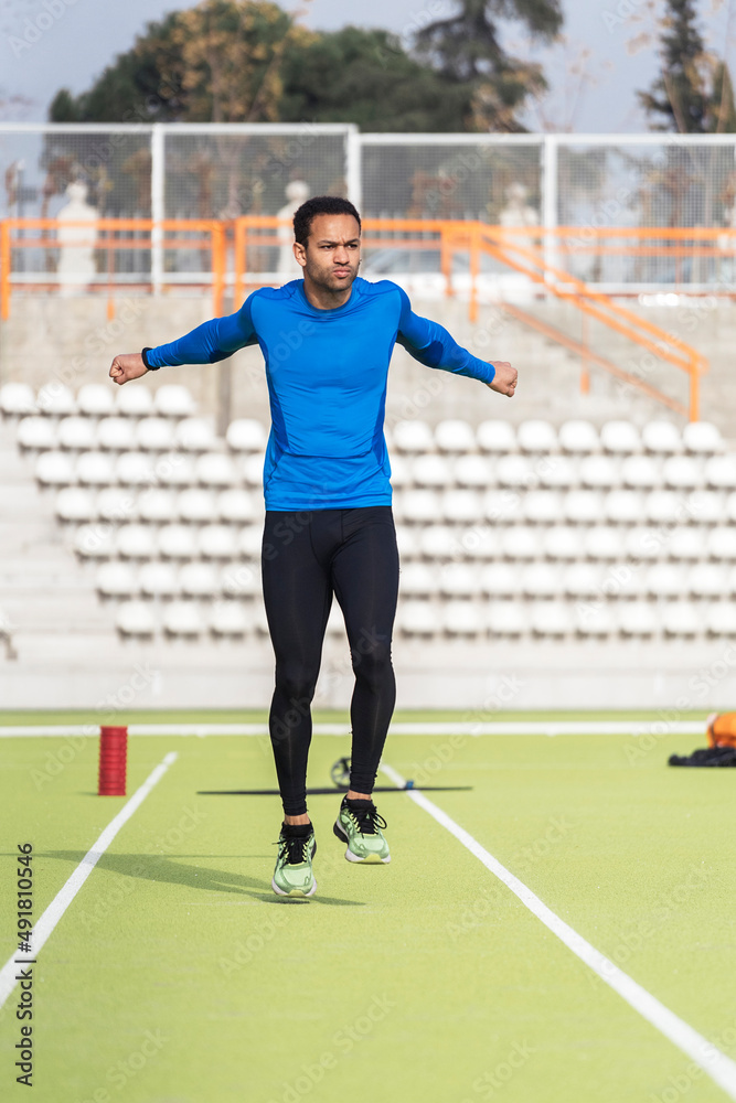 Front View of Athlete Doing Sprint