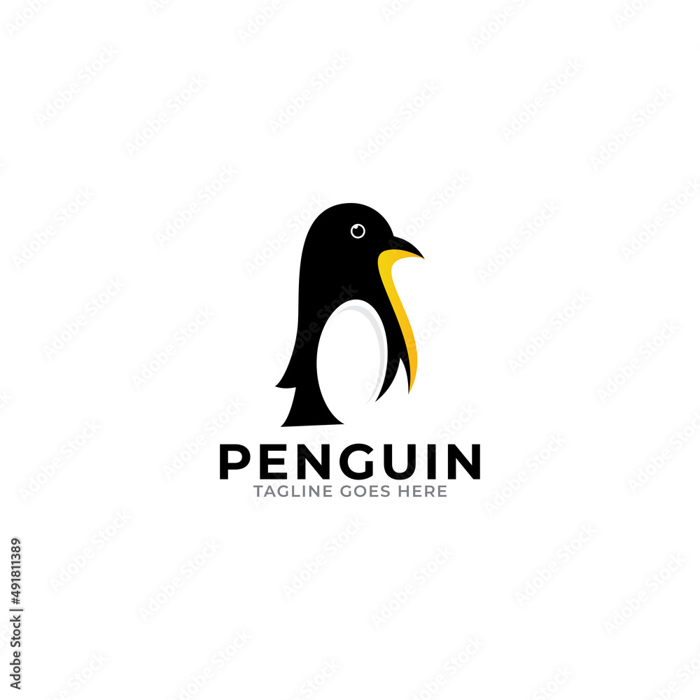 Obraz premium penguin art logo, happy penguin cartoon art logo