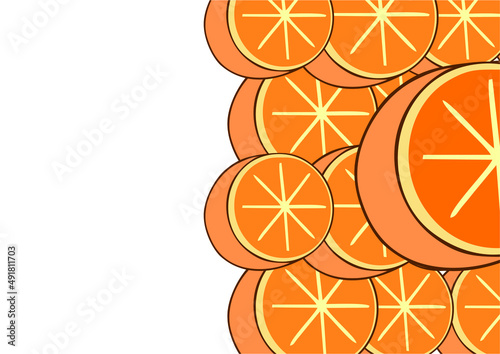 background of oranges, fresh fruits. card with repetition of oranges
