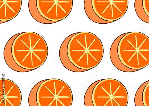 set of orange slices, background with repetition of oranges, fresh fruits