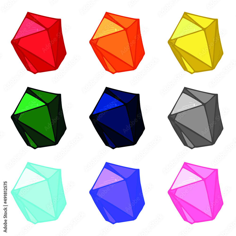 Hand drawn crystals set. Geometric gems diamonds vector illustrations collection. Colorful shard of glass. For geology, jewelry store, decoration, game, web. Hand drawn crystals set. Geometric gems diamonds vector illustrations collection. Colorful shard of glass. For geology, jewelry store, decoration, game, web.