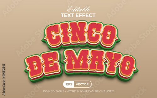 Cinco de mayo text effect style. Editable text effect.