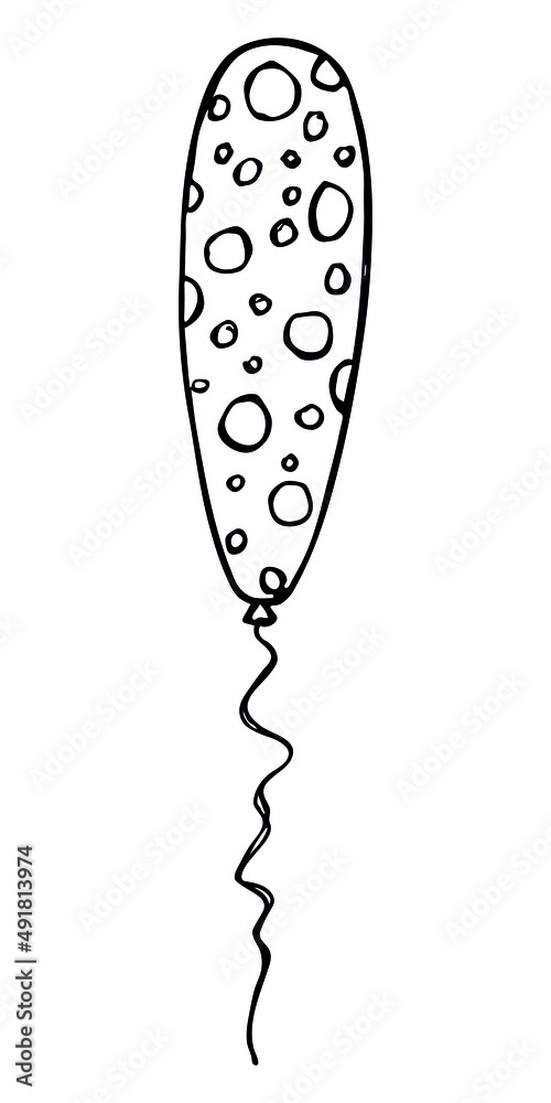 Hand drawn flying balloon illustration isolated on a white background. Birthday party balloon doodle. Holiday clipart. Hand drawn flying balloon illustration isolated on a white background. Birthday party balloon doodle. Holiday clipart.