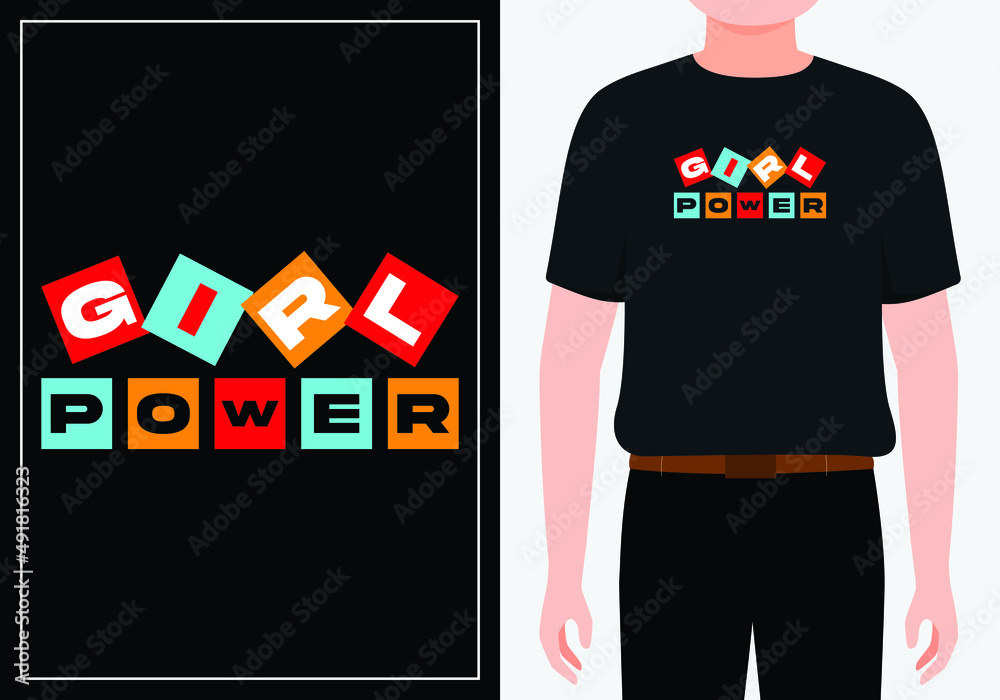 Girl Power TShirt Vector Design, Vector vintage TShirt of a girl
