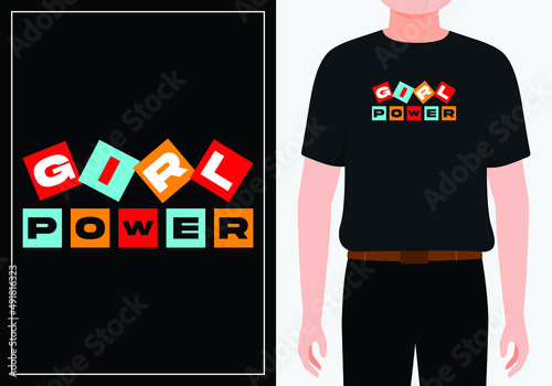 Girl Power T-Shirt Vector Design, Vector vintage T-Shirt of a girl power. Retro emblem for women boxing. Retro poster with text of a girl power