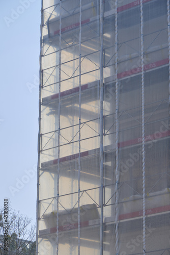 white canvas scaffolding in geneve, switzerland