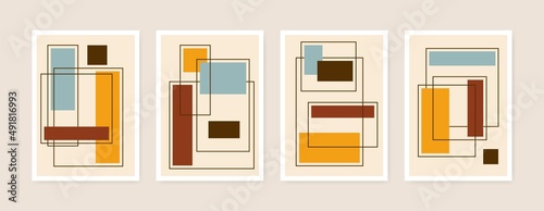 Minimal geometric posters. Primitive geometry figures, modern background set bauhaus suprematism style. Vector art illustration