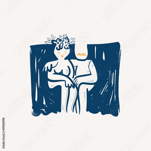 Peace illustration. hand drawn blue and yellow color. Vector for poster, card and social media.