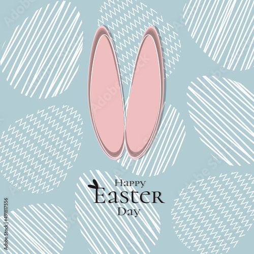 Easter greeting card with rabbit ears illustrations.