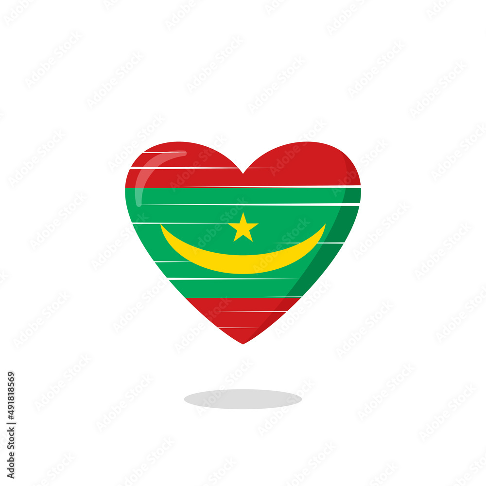 Obraz premium Mauritania flag shaped love illustration