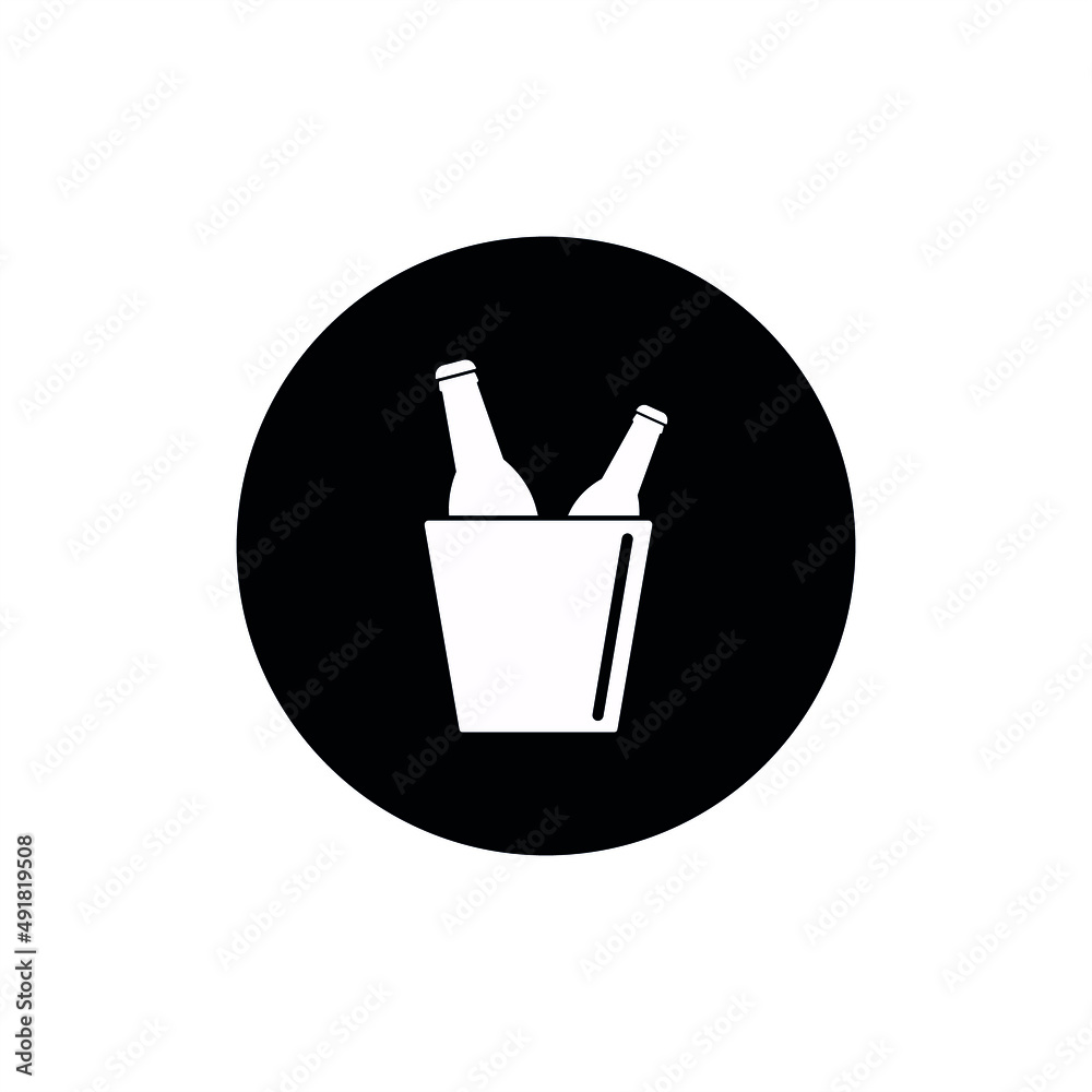 Bottle Alcohol in bucket icon circle background black color editable. Alcohol icon. Nightlife bar vector. Bottle Alcohol in bucket icon circle background black color editable. Alcohol icon. Nightlife bar vector.