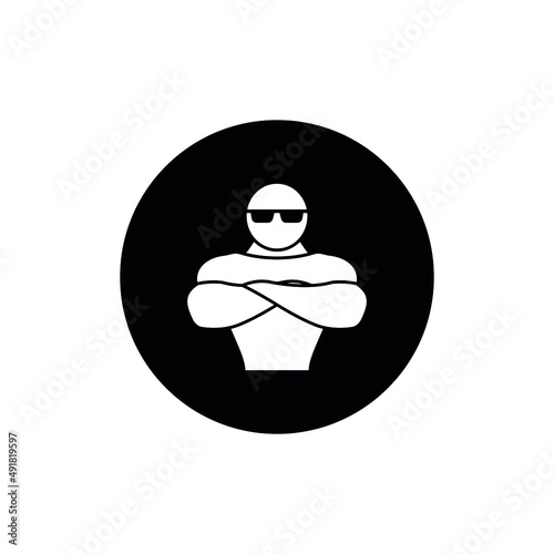Bodyguard icon circle background black color editable. Security icon.