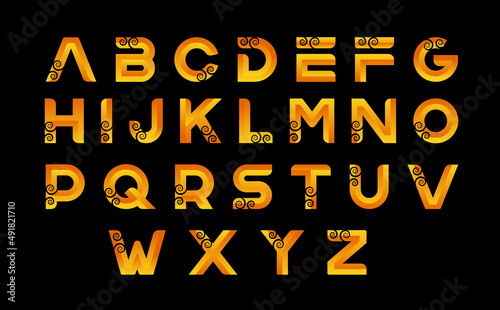 Alphabet set of gradient letters, isolated on white background. Symbol of English alphabet abc.