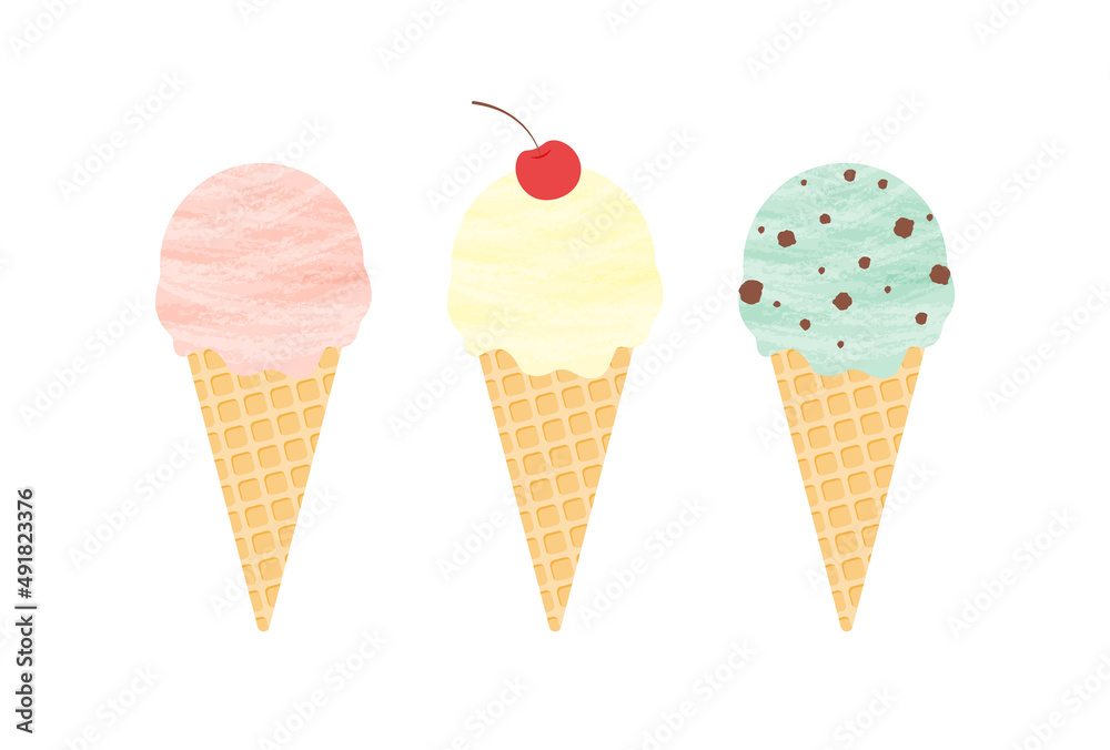 vector background with a set of ice cream cone for banners, cards, flyers, social media wallpapers, etc.
