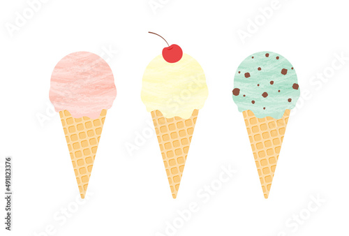 vector background with a set of ice cream cone for banners, cards, flyers, social media wallpapers, etc.