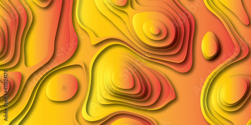 Abstract background with waves. Abstract papercut and multi layer cutout geometric pattern on vector.Topographic map in paper cut style. 3d abstract background with cut out waves modern cover.