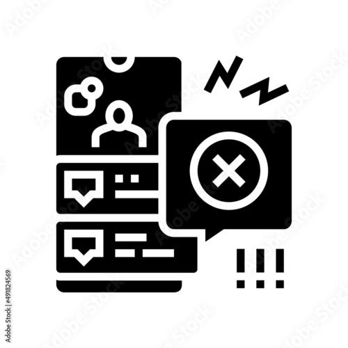 social media discrimination glyph icon vector. social media discrimination sign. isolated contour symbol black illustration