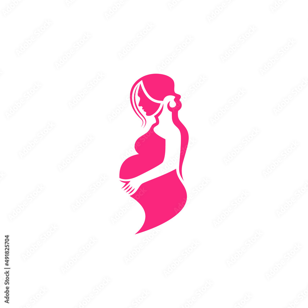 Pregnant young woman, negative space logo design. Pregnant young woman, negative space logo design.