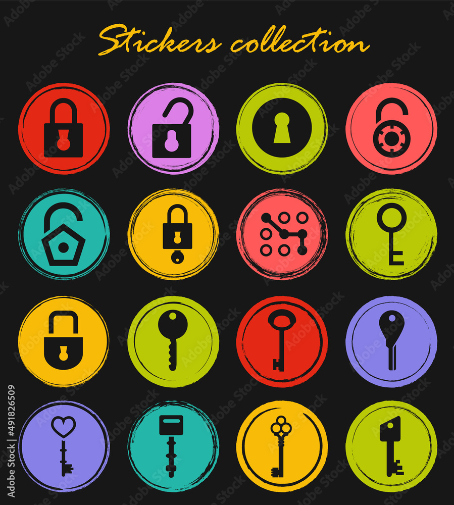Lock and Key icons set Lock and Key icons set
