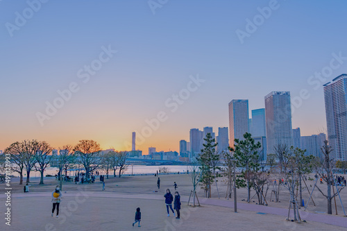 東京都江東区豊洲の夕方の都市景観 © zu_kuni