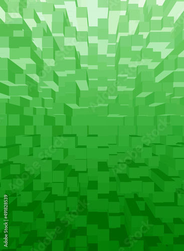 Illustration of Gradient Green 3D Cubes for Abstract Background