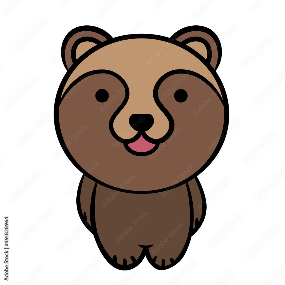 bear cute character. Hand drawn vector illustration